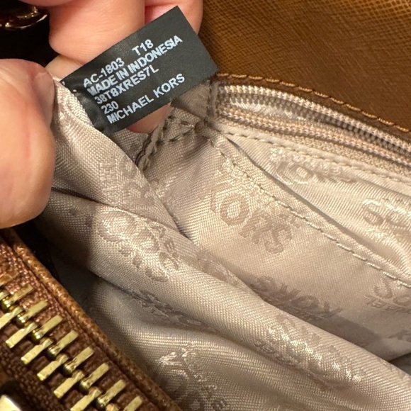 Michael Kors Brown Leather Florence Satchel with Gold Hardware - Picture 13 of 16